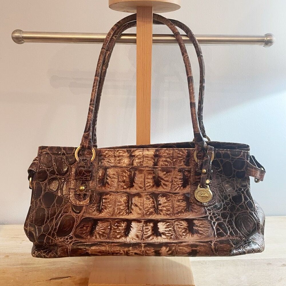 VTG Brahmin Shoulder Hand Bag Brown Faux Croc